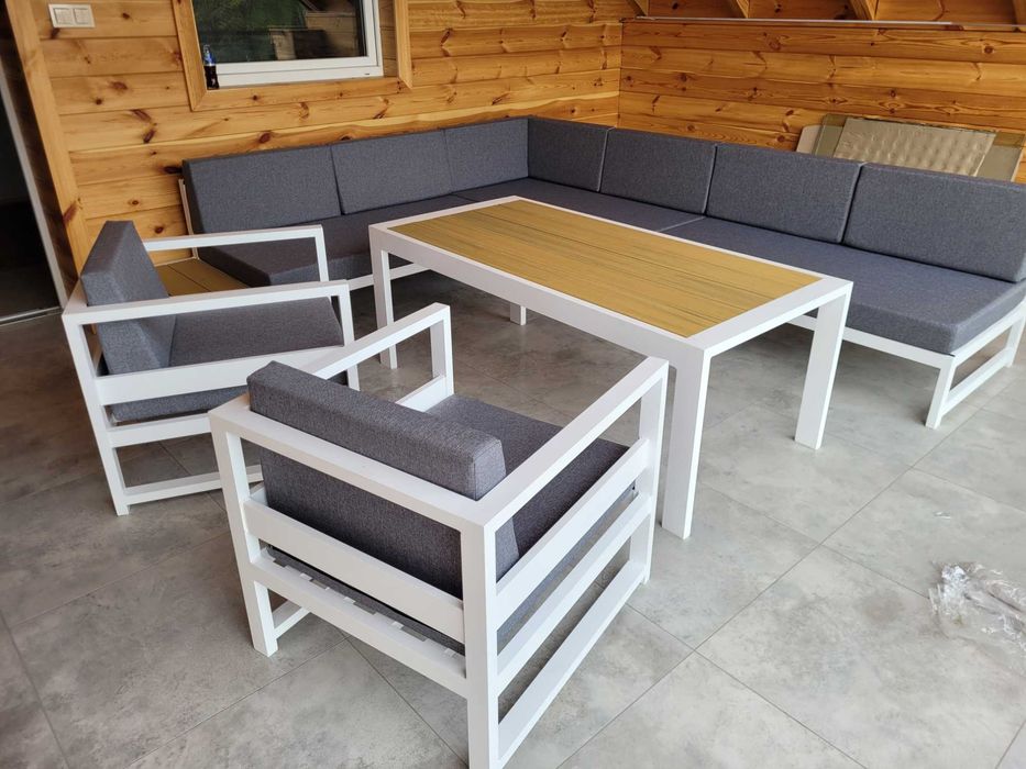 Meble tarasowe ogrodowe ALUMINIOWE narożnik na taras solidny profil