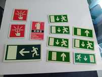 Sinalização emergência, placas resopal fluorcentes