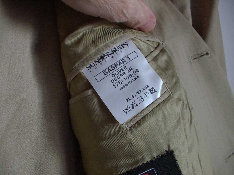 Garnitur Sunset Suits 176/108/94 Kamizelka Nowy 100% Wełna