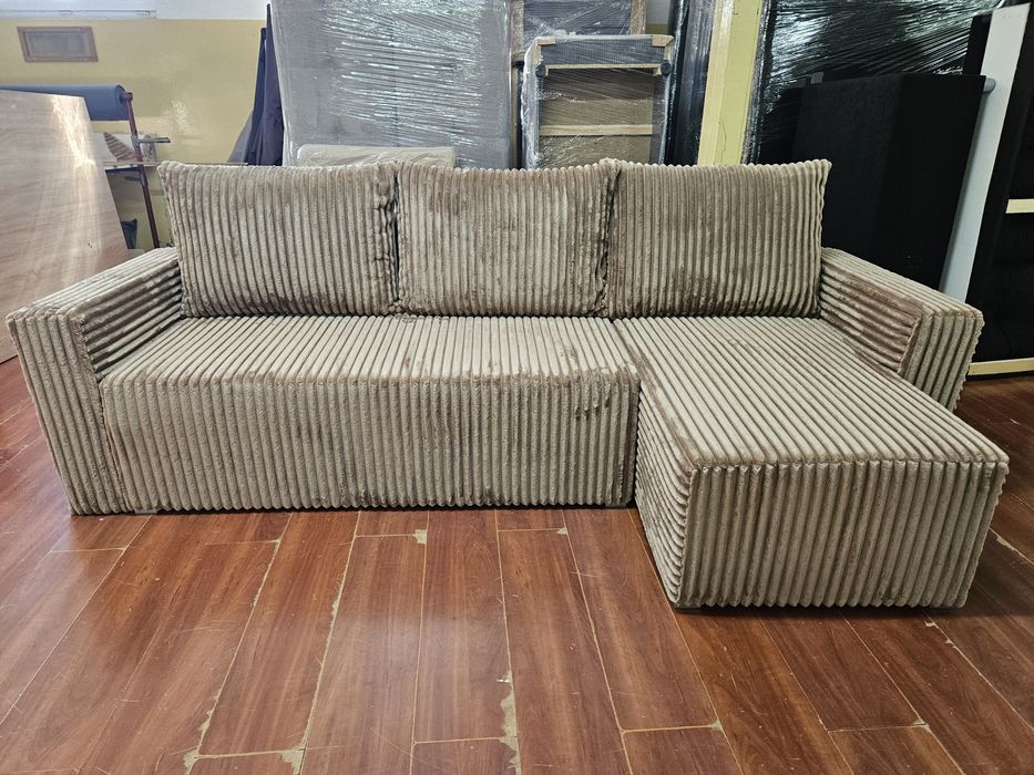 Narożnik Kanapa Sofa Gruby Sztruks Dostawa Cała Polska