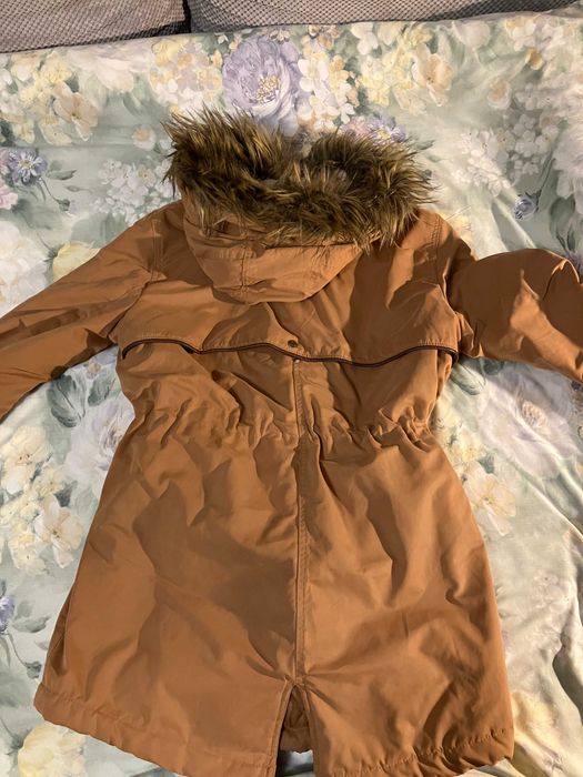 Kurtka zimowa futro beżowa camel H&M