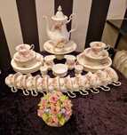 Serwis Kawowy ROYAL ALBERT Bone China MOSS ROSE