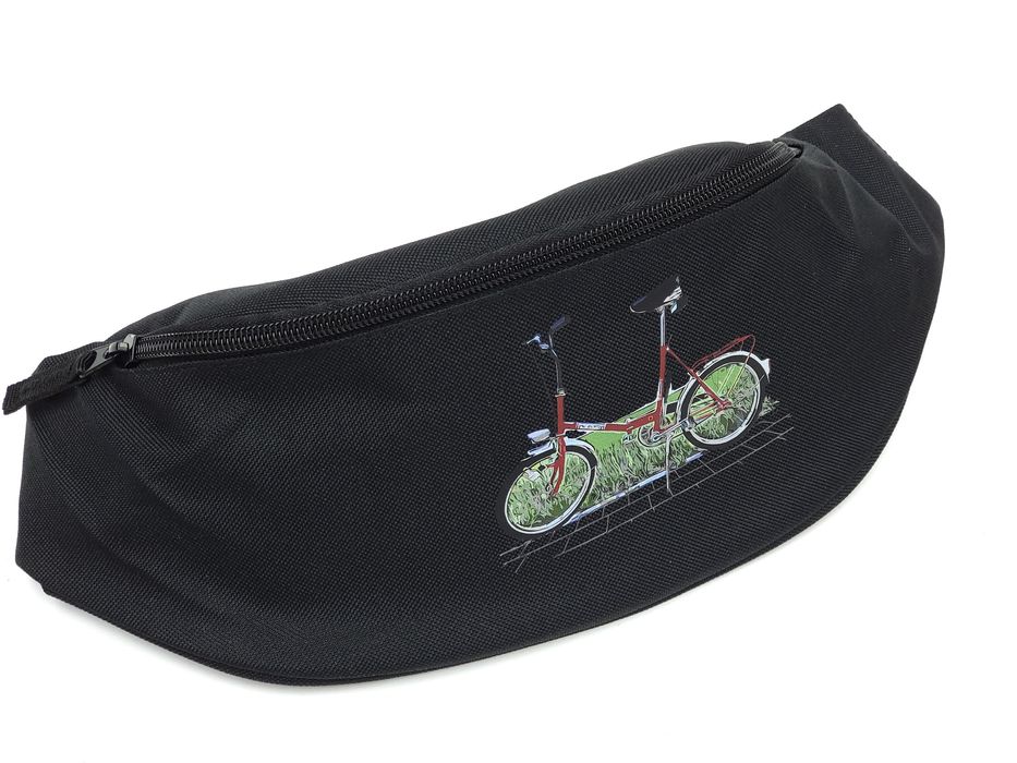 NOWA Nerka z nadrukiem roweru Wigry 3 czarna saszetka torebka PRL