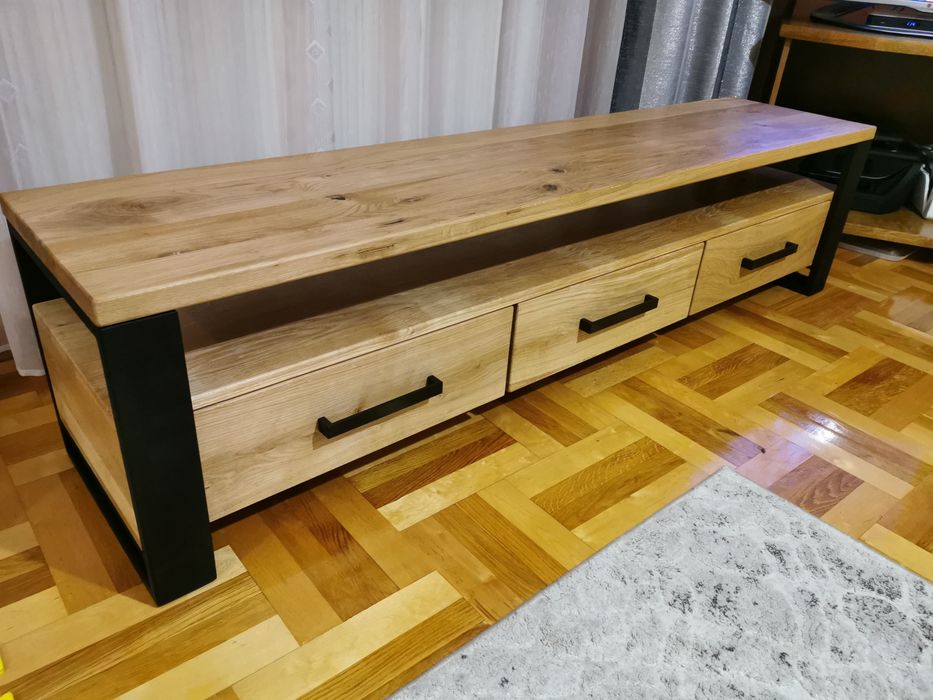 Szafka rtv dębowa loftowa 180x50x40