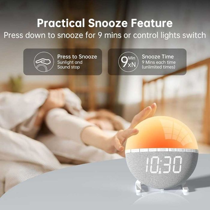 Wake-up light alarm zegar budzik głośnik usb symulacja wschodu słońca