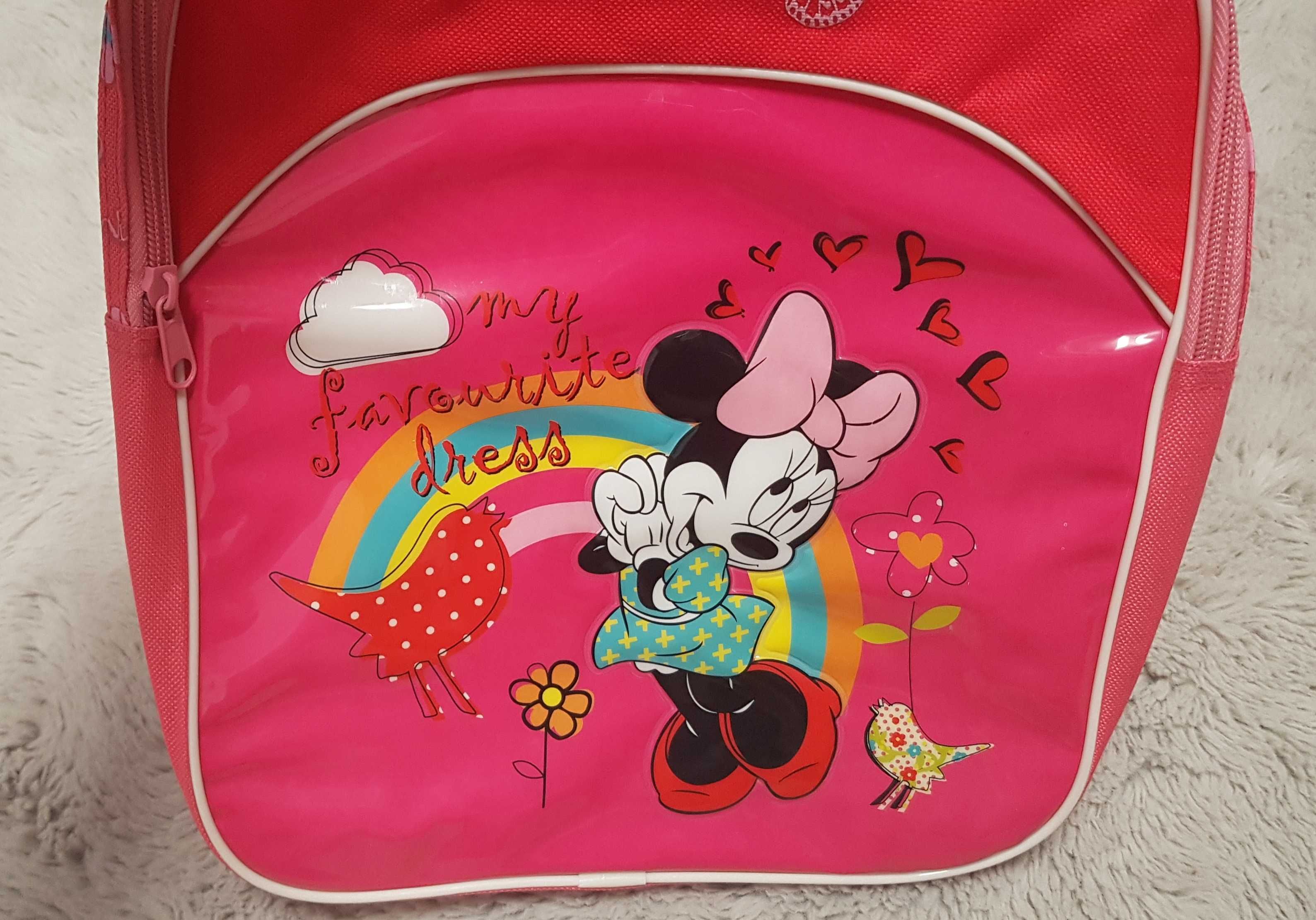 Plecak Minnie Mouse, czerwony, jednokomorowy, do przedszkola