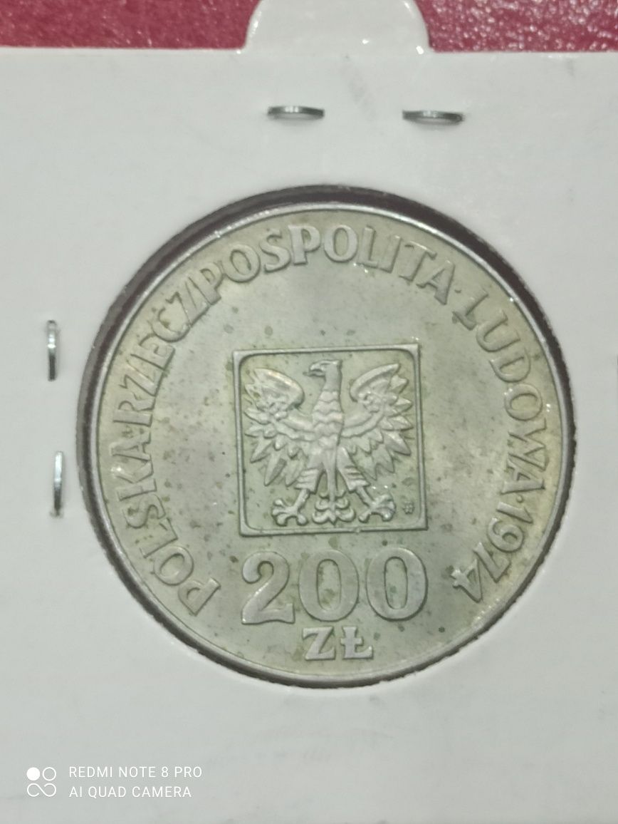 Srebro 200 złotych Mapka 1974