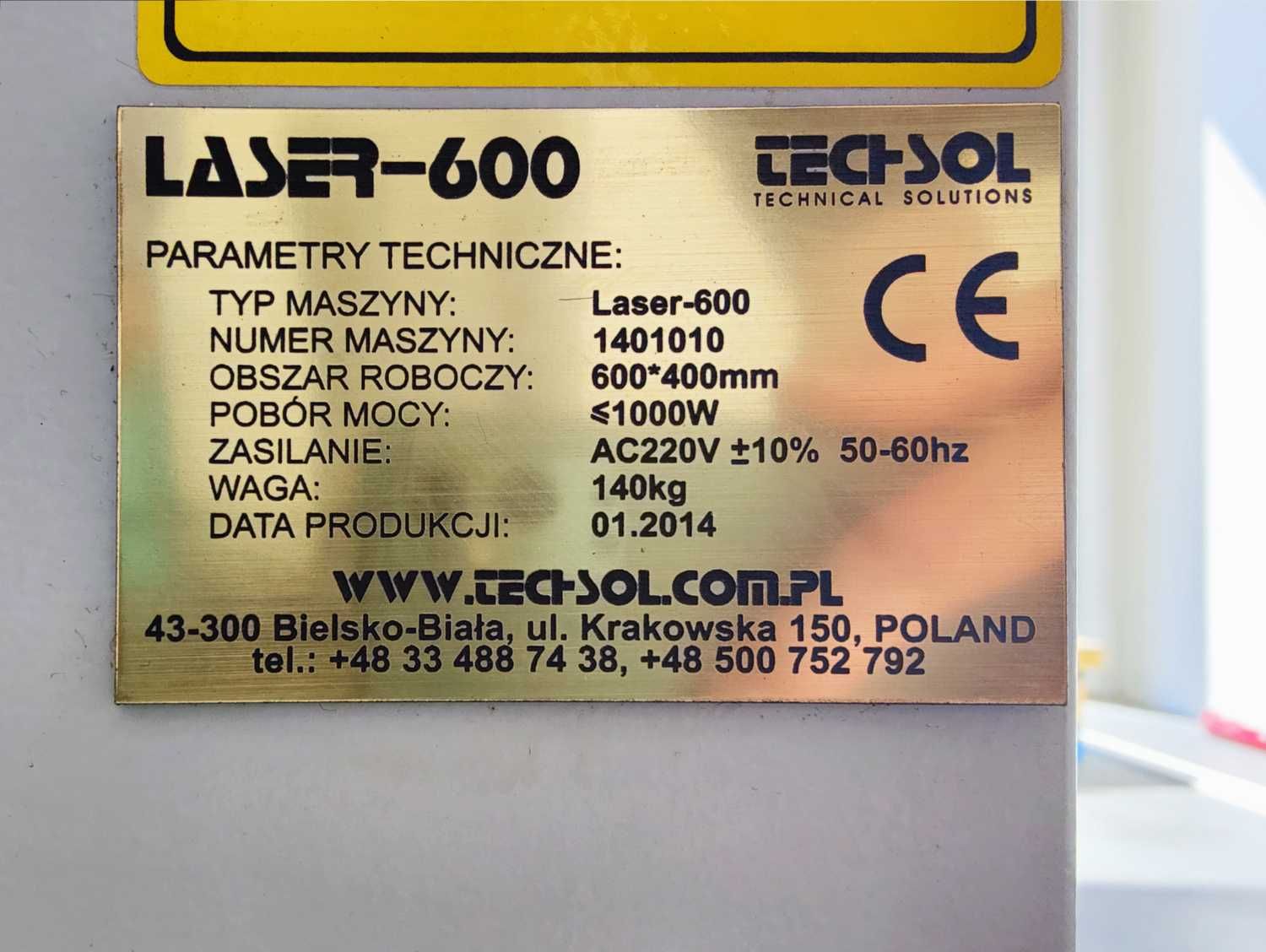 Ploter laserowy TechSol LASER-600 stan bardzo dobry Ruida pełen serwis