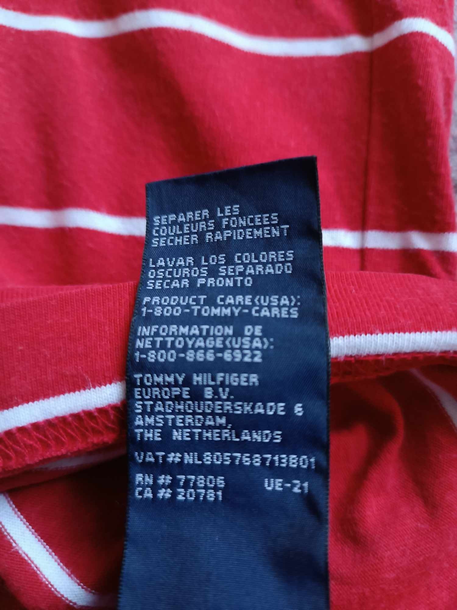 Tommy Hilfiger t-shirt w paski czerwony koszulka krótki rękaw S 36