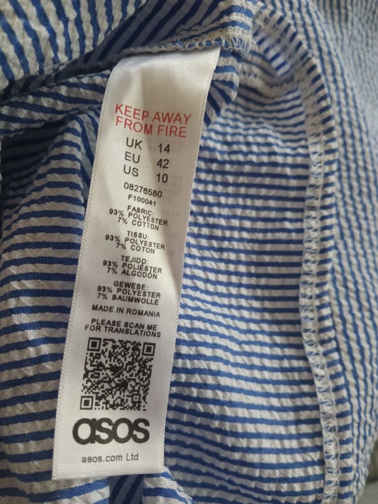 Piękna sukienka ASOS w paski hiszpanka zbufkami plus size xl baby blue