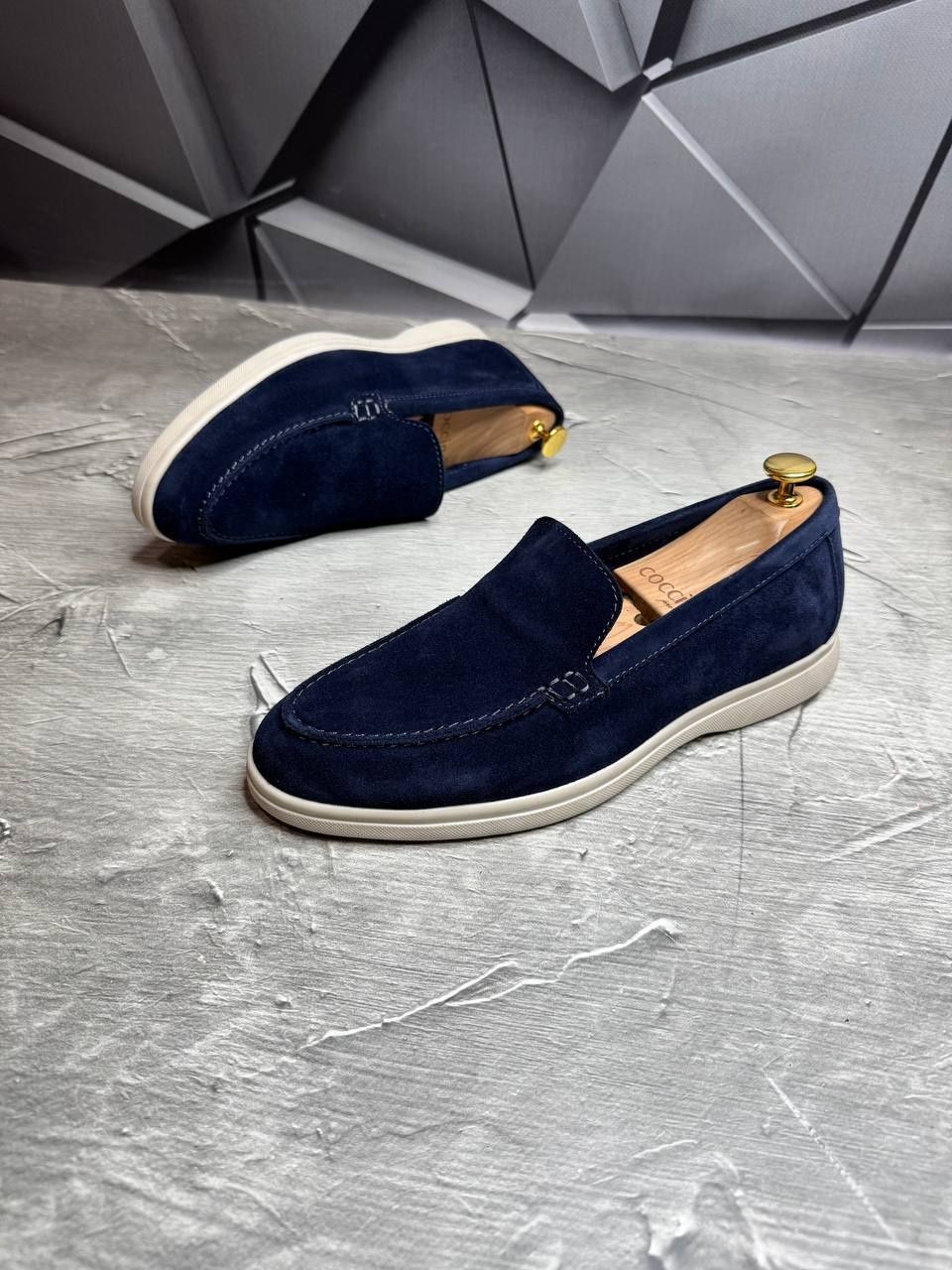 Туфли Лоферы Замшевые мужские синие LORO PIANA Suede! Весна-Лето! ХИТ