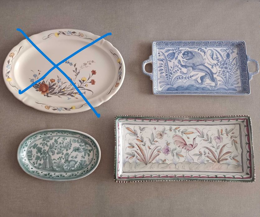 Travessas com motivos do séc. XVII em loiça portuguesa (desde 10 €)