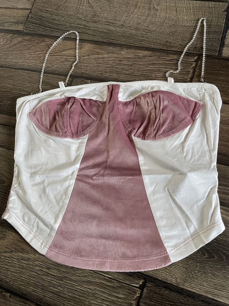 Nowy crop top gorset cyrkonie