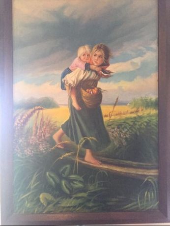 Картина нарисованная маслом «Дети бегущие от грозы»