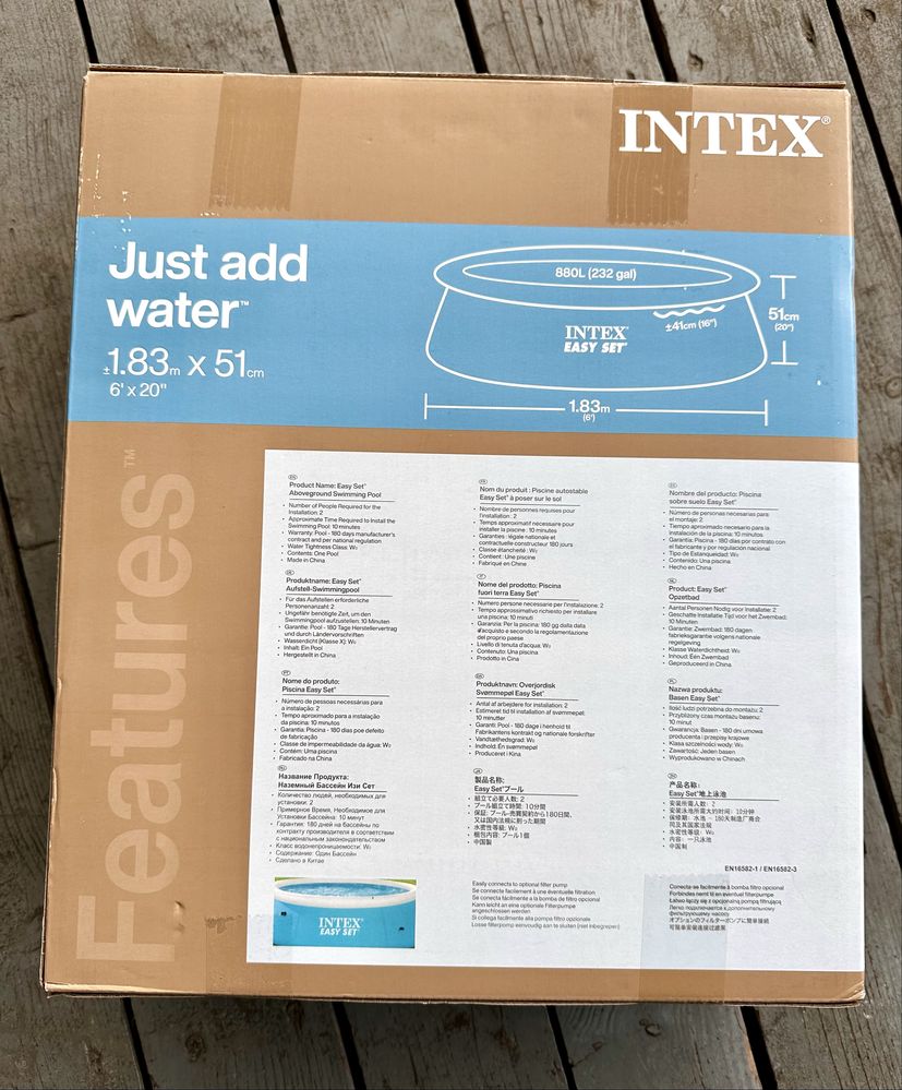 Дитячий басейн Intex 28101 Easy Set з надувним верхнім кільцем ,183х51