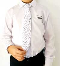 Elegancka biała koszula z krawatem dla chłopca 9 lat