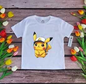 koszulka pikachu z czapka pokemon bluzka t-shirt rozmiar 98-170cm