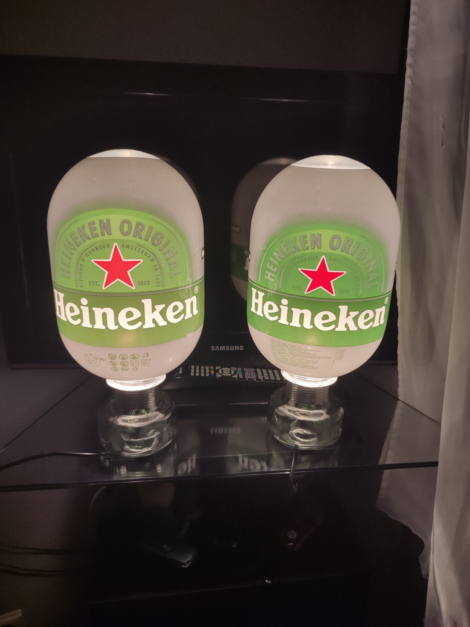 Par de candeeiros cerveja Heineken 43 cm altura