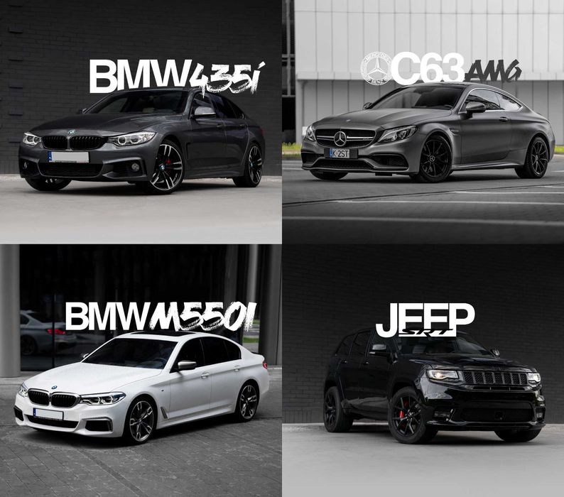 Wynajem BMW M8, M2 Audi RS, Mercedes AMG, Jeep
