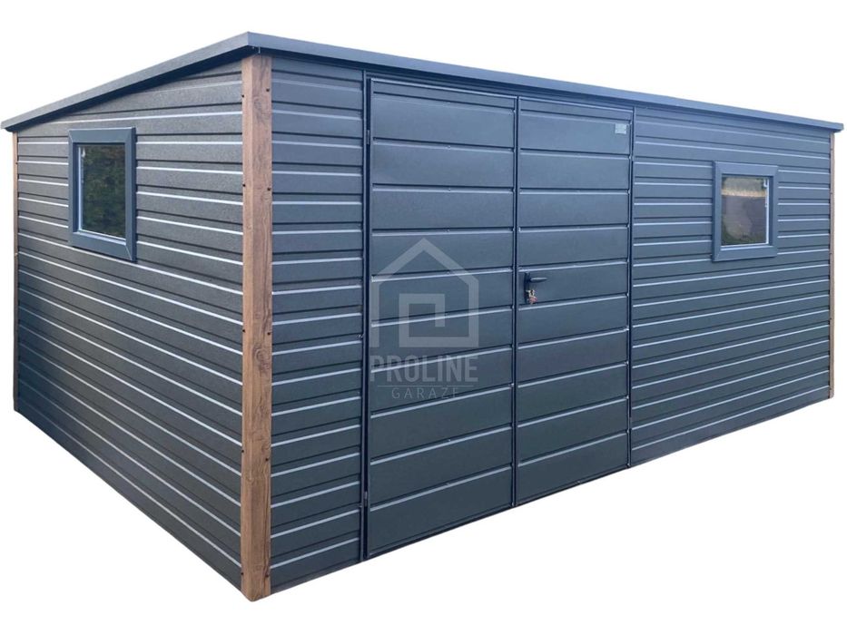 Schowek Domek ogrodowy 5x3m brama dwuskrzydłowa 2xokno spad tył PLG223