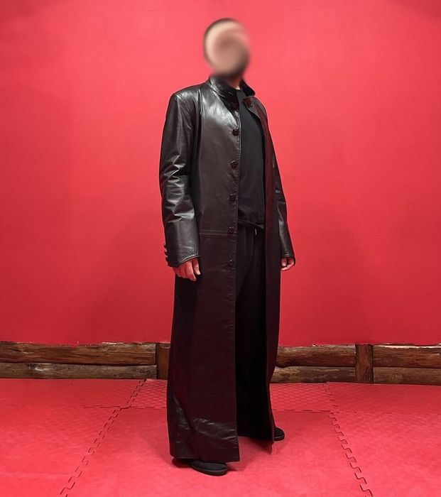 Кожаный плащ тренч мужской длинный натуральная кожа (шкіряний, чорний)