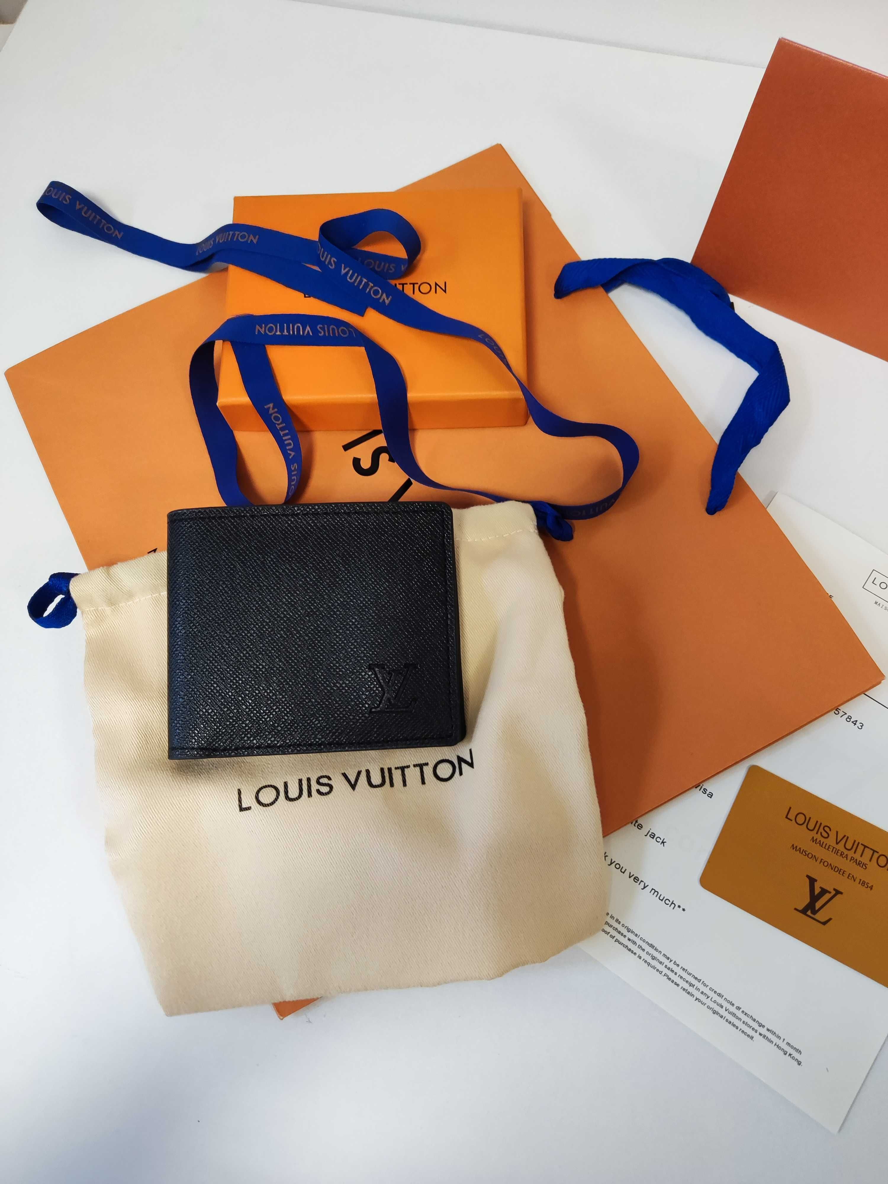 Louis Vuitton portmonetka Czarny portfel męski skóra 76-45