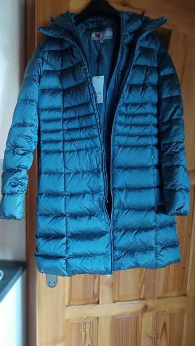 Płaszcz damski pikowany puchowy PREMIUM kurtka ocieplana niebieski