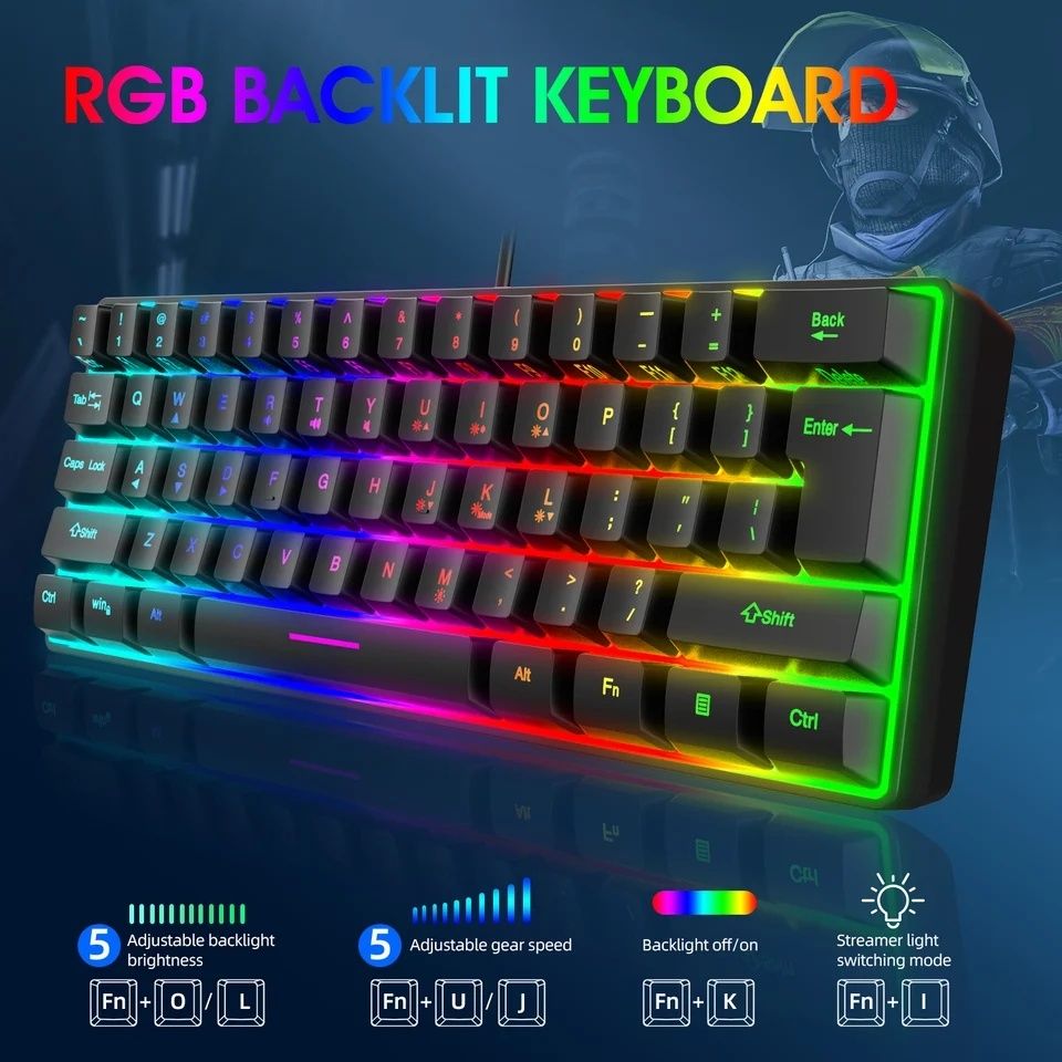 RGB Клавіатура Ігрова дротова Y-Fruitful K401 61 клавіша