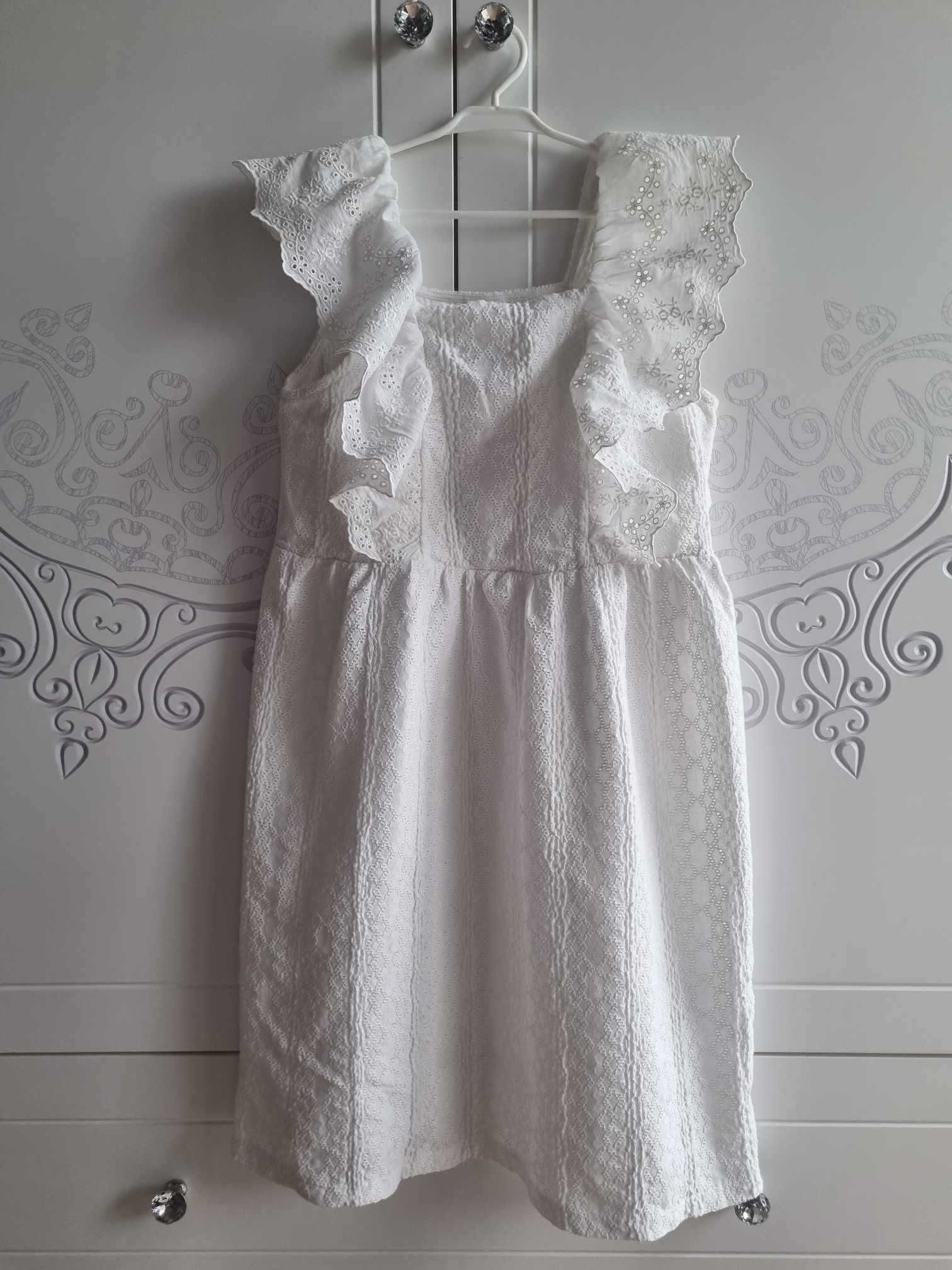 Sukienka biała ażurowa Zara