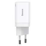 Ładowarka Baseus 30W Usb-C I Usb Szybkie Ładowanie Podwójny Port Biała