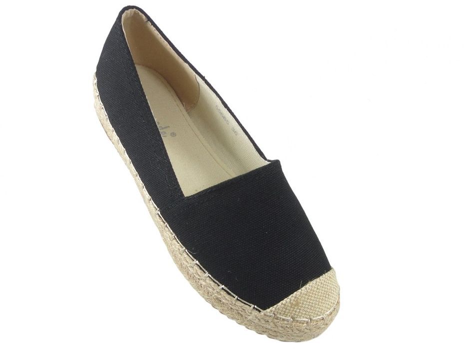 Czarne espadryle płaskie buty damskie 38