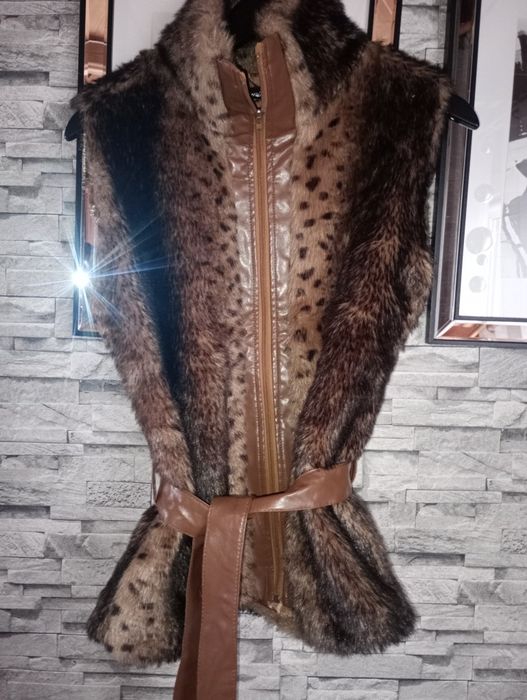 Bezrękawnik panterka cętki futerko. M l