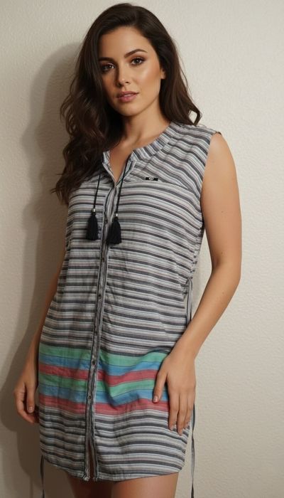 Стильная туника-рубашка JEN SPORTS в полоску размер M