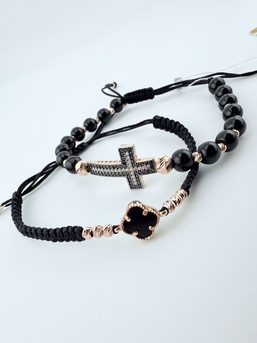 Браслет золотий/текстиль,агат