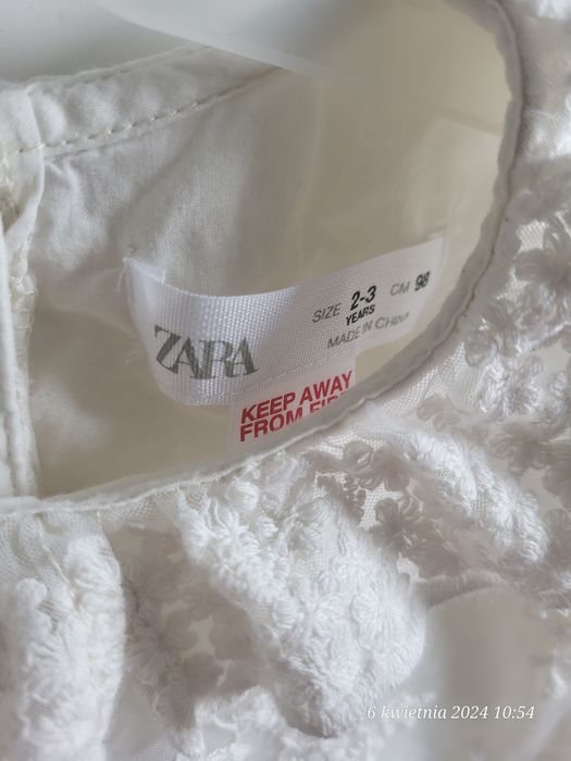 Sukienka ZARA elegancka roz. 98 chrzciny, komunia