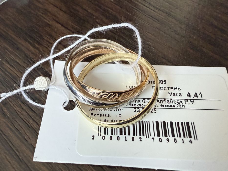 Золота каблучка Cartier потрійне 585 проби разпродаж