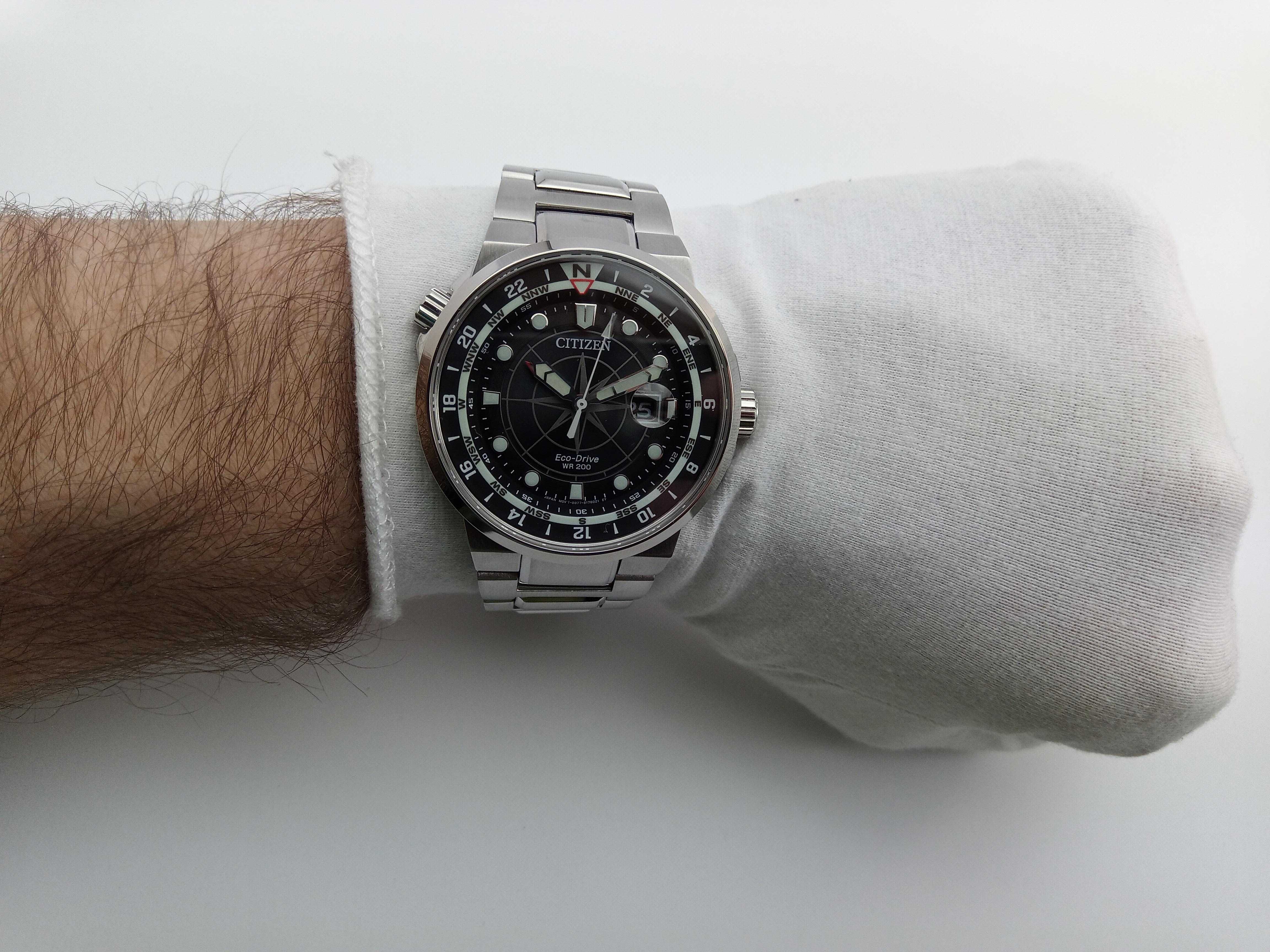 Японские мужские 200м часы Citizen Eco-Drive BJ7140-53E сапфир, GMT