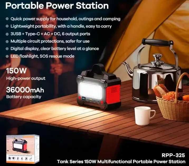 Доставка Безкоштовна Зарядна станція Remax RPP-325 36000 mAh 150 W