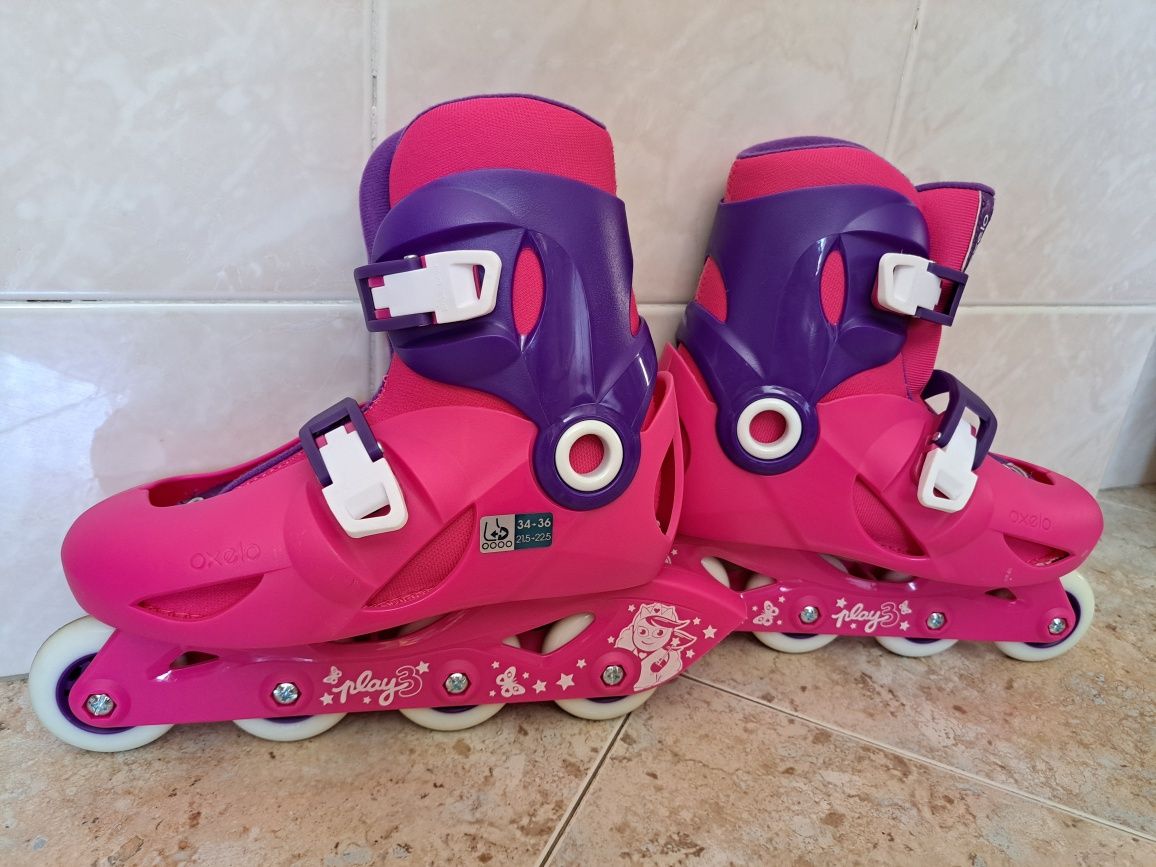 Patins em linha play 3 rosa 34-36