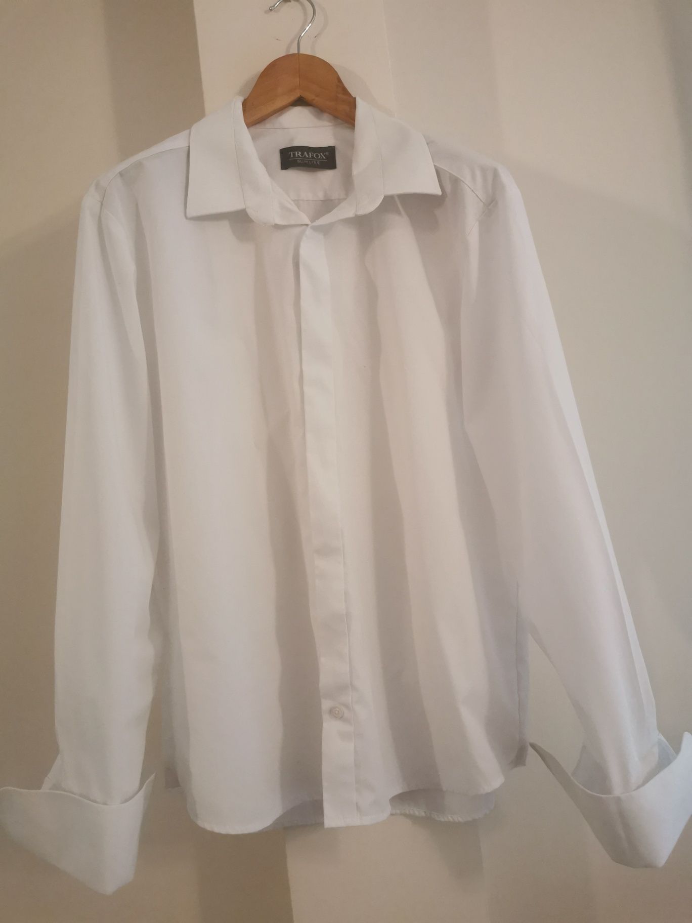 Biała koszula na spinki slim XL trafox