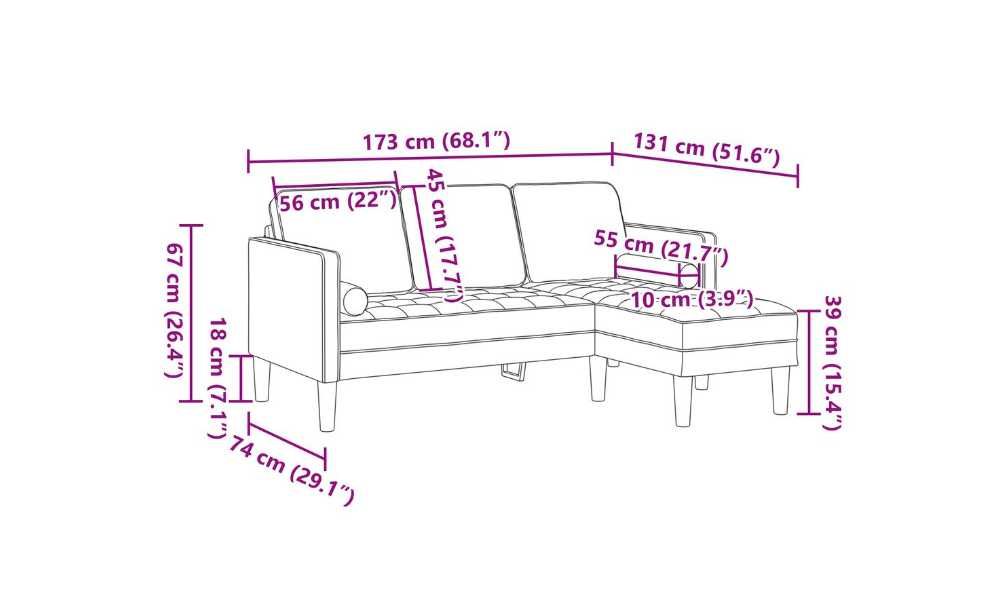 Conjunto de sofá de 2 peças vidaXL azul 173 x 131 x 67 cm