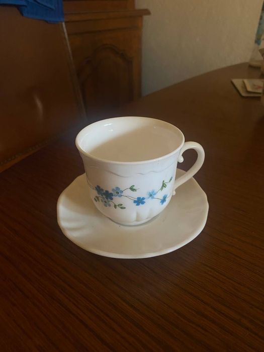 Serviço de chá vintage Arcopal France – 6 chávenas + 6 pires