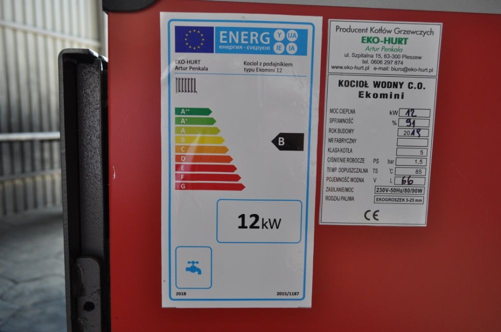 Kocioł Ekomini 5 klasy ECODESIGN o mocy 12 kW na ekogroszek Pleszew