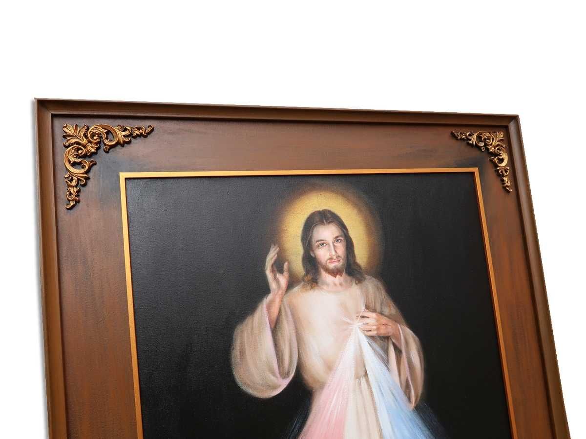 Obraz malowany JEZU UFAM TOBIE JEZUS MILOSIERNY na płótnie rama