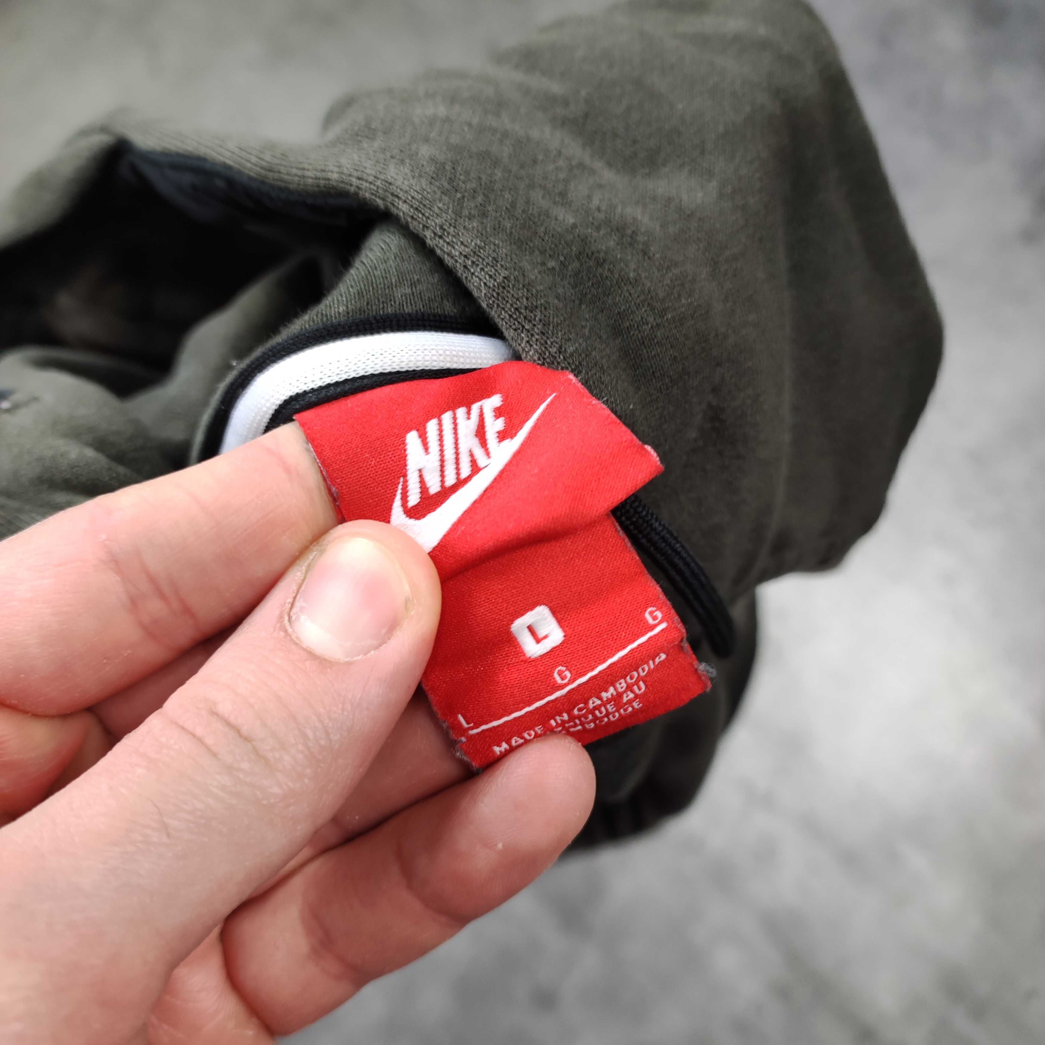 MĘSKA Bluza Sportowa Bawełna Nike Khaki Oliwkowa z Kapturem Hoodie