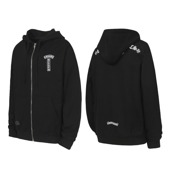Chrome Hearts зип худи мужское черная на замке с капюшоном оригинал
