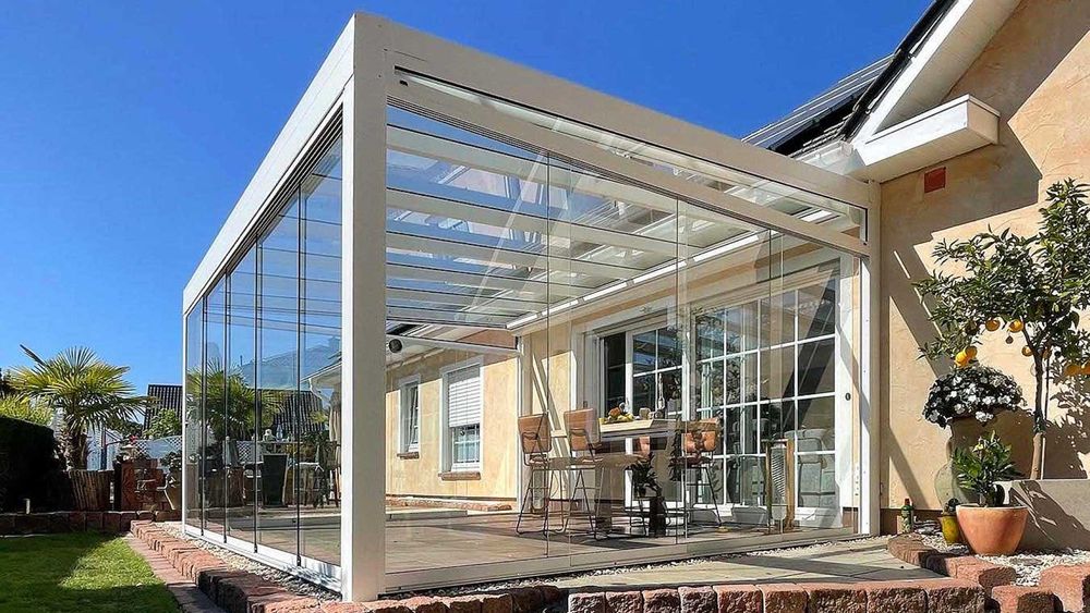 Przeszklone zadaszenie tarasu ogród letni