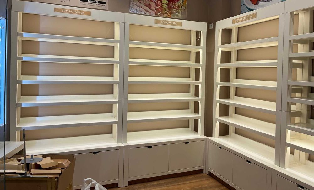 Regał biały sklepowy lite drewno