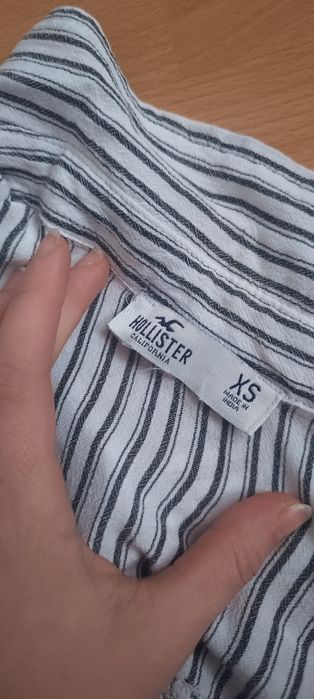 Hollister crop top koszykowy w paski 34 XS