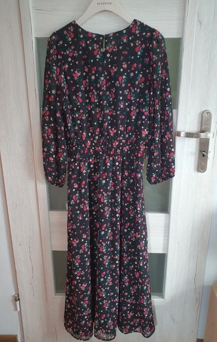 Sukienka maxi Reserved r.S Czarna w kwiaty